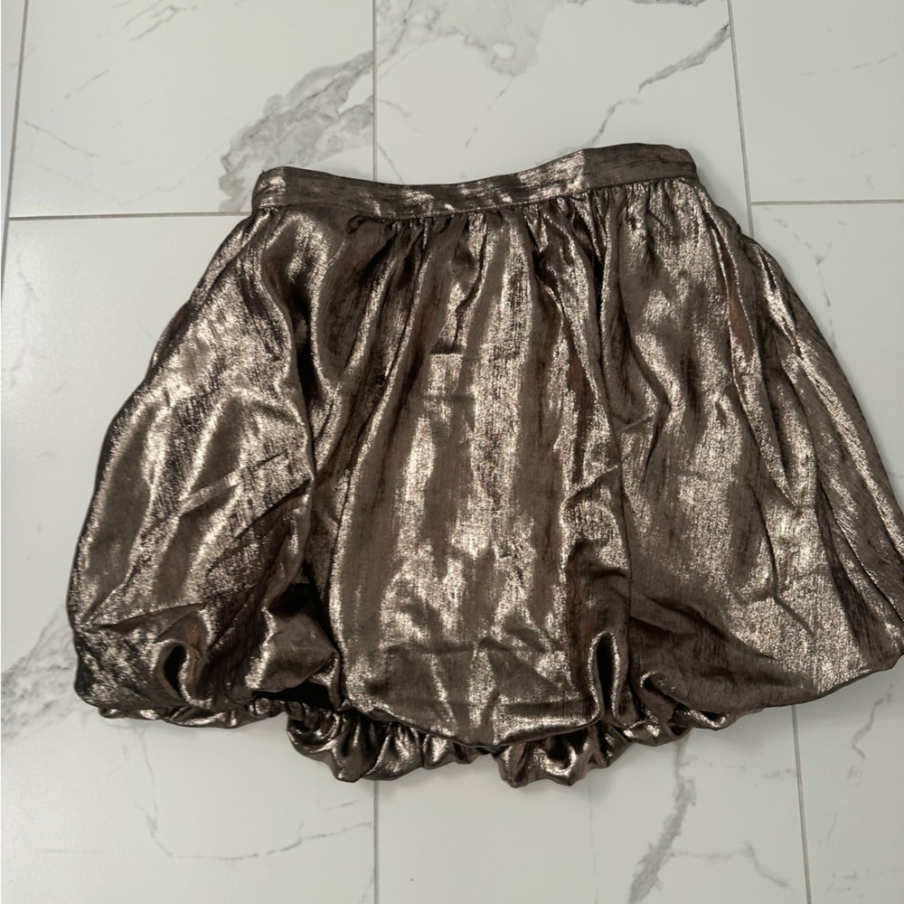 Madewell Metallic Platinum Bubble Skirt